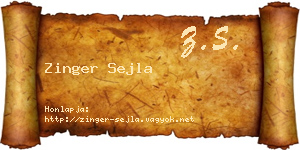 Zinger Sejla névjegykártya